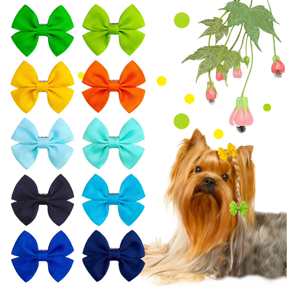 10Pcs Dog Bows Solid Dog Accessories Small Dog Hair Clips Dog Grooming Products Pet Dog Hair Accessories Pet Suplies for Dogs