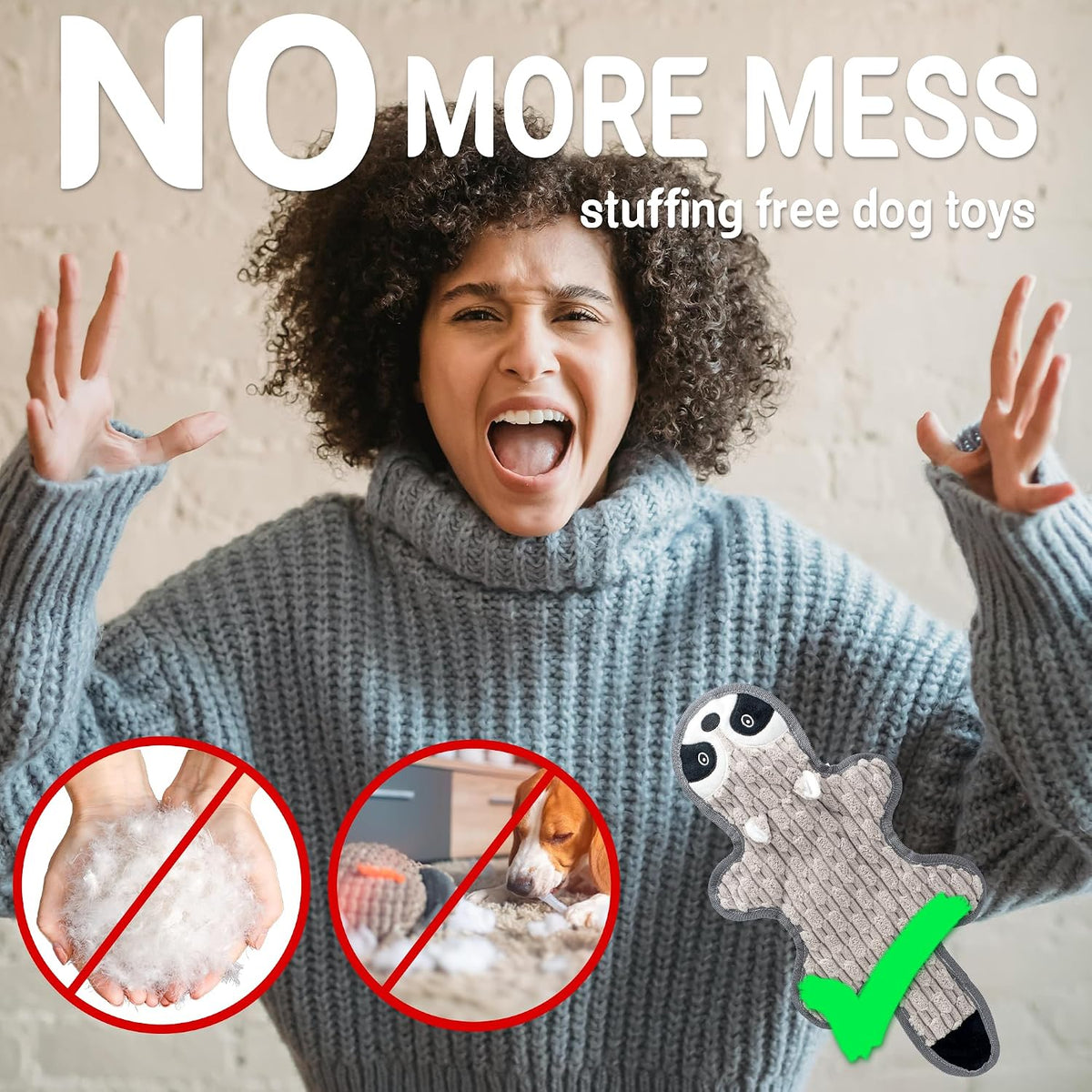 5 Pack Squeaky Dog Toys with Crinkle Paper, No Stuffing Dog Toy for Large Dogs, Safe Pet Toy for Small to Large Breed, Ideal for Puppy Gifts & Tug of War Toys