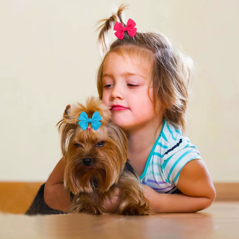 10Pcs Dog Bows Solid Dog Accessories Small Dog Hair Clips Dog Grooming Products Pet Dog Hair Accessories Pet Suplies for Dogs
