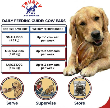 Cows Ear for Dogs X 10 Ears with Fur | 100% Natural Treats | Grain Free & Hypoallergenic | Natural Long Lasting Raw Buffalo Ear Chew | Tasty Raw Dog Treat | Natural Dewormer | by