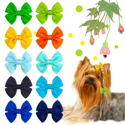 10Pcs Dog Bows Solid Dog Accessories Small Dog Hair Clips Dog Grooming Products Pet Dog Hair Accessories Pet Suplies for Dogs