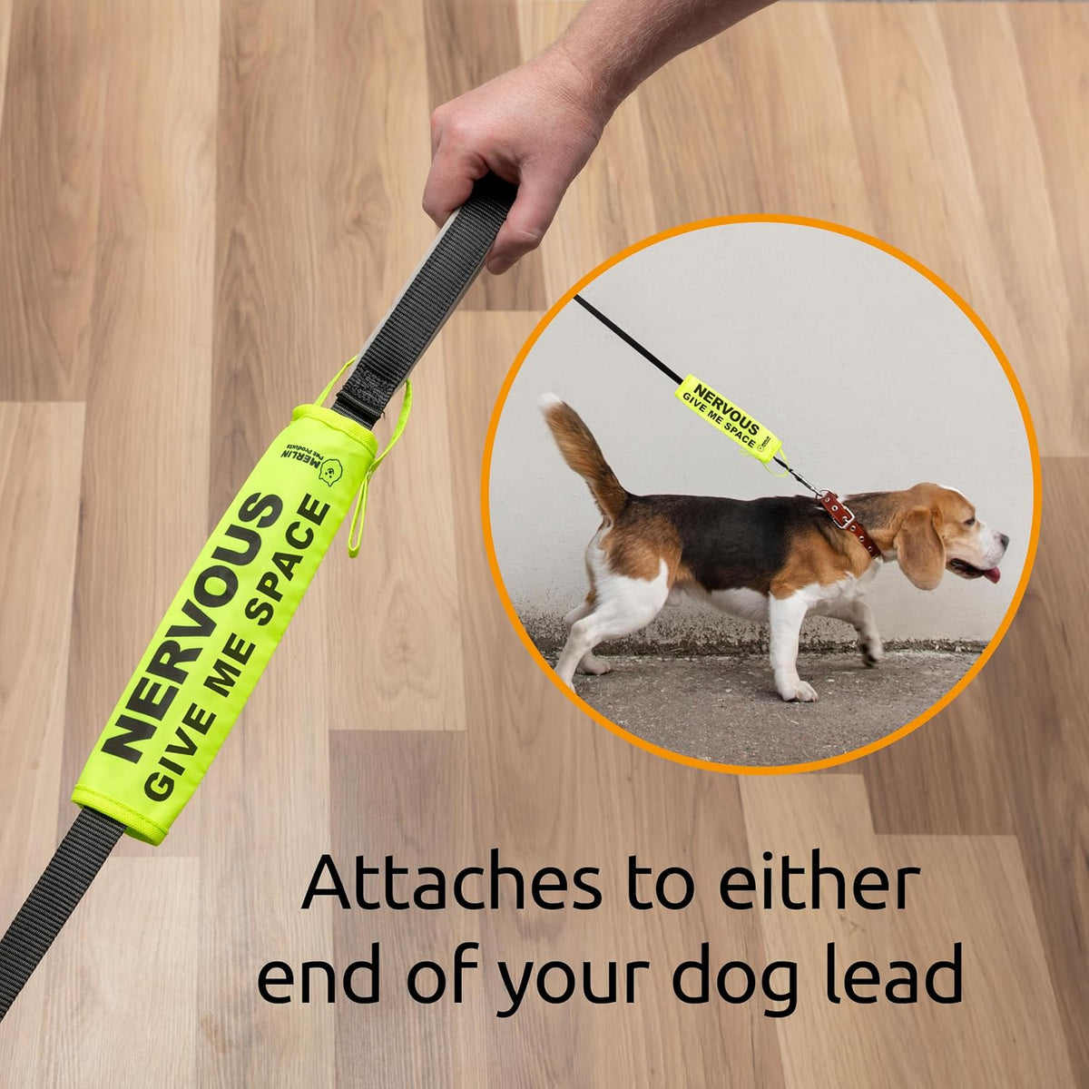 Nervous, Anxious Dog Lead Sleeve Sign, Give Me Space Neon Hi Vis Reactive Dog Leash Slip Cover, Reactive, Awareness, Yellow Warning, Pet Training Leads, Rescue Dogs Accessories by
