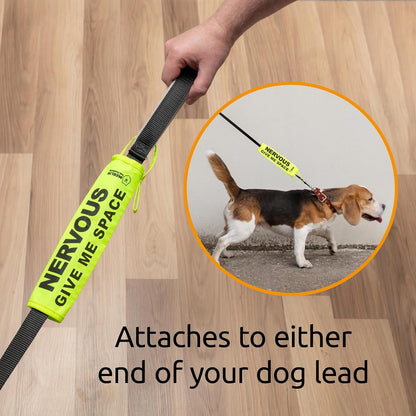 Nervous, Anxious Dog Lead Sleeve Sign, Give Me Space Neon Hi Vis Reactive Dog Leash Slip Cover, Reactive, Awareness, Yellow Warning, Pet Training Leads, Rescue Dogs Accessories by