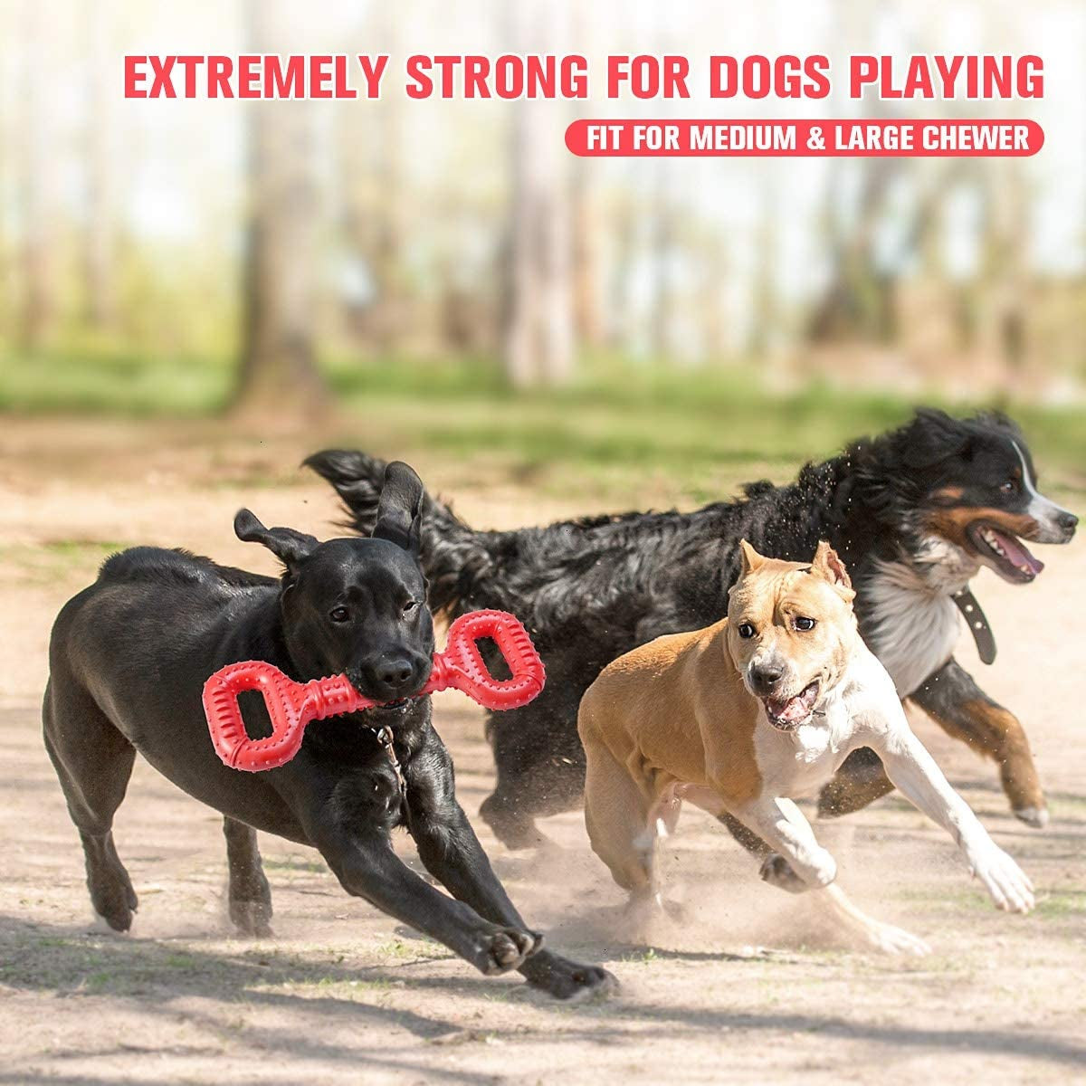 Large Breed Dog Toys - Indestructible Interactive Bone Toy, 15 Inch, Natural Rubber, Tooth Cleaning, Tug-Of-War for Medium & Large Dogs