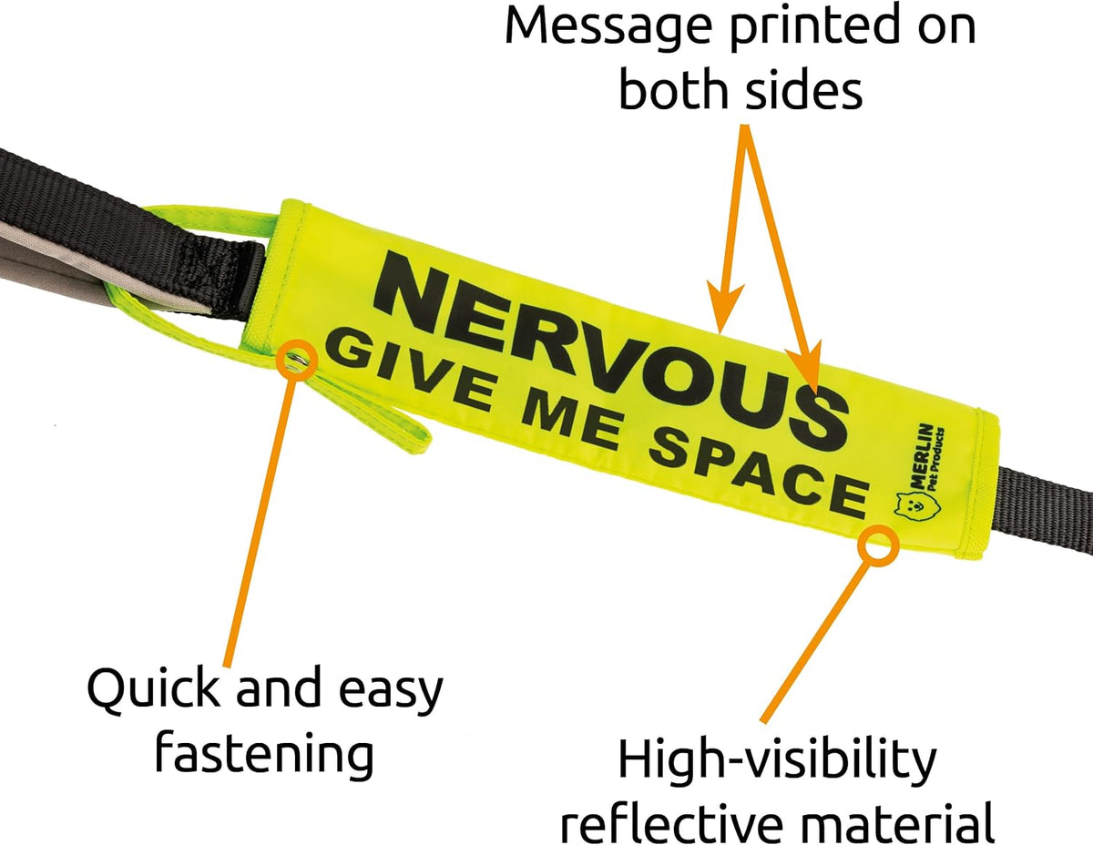 Nervous, Anxious Dog Lead Sleeve Sign, Give Me Space Neon Hi Vis Reactive Dog Leash Slip Cover, Reactive, Awareness, Yellow Warning, Pet Training Leads, Rescue Dogs Accessories by