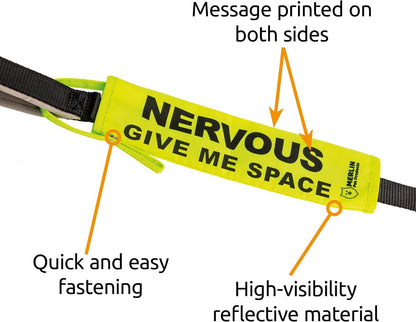 Nervous, Anxious Dog Lead Sleeve Sign, Give Me Space Neon Hi Vis Reactive Dog Leash Slip Cover, Reactive, Awareness, Yellow Warning, Pet Training Leads, Rescue Dogs Accessories by