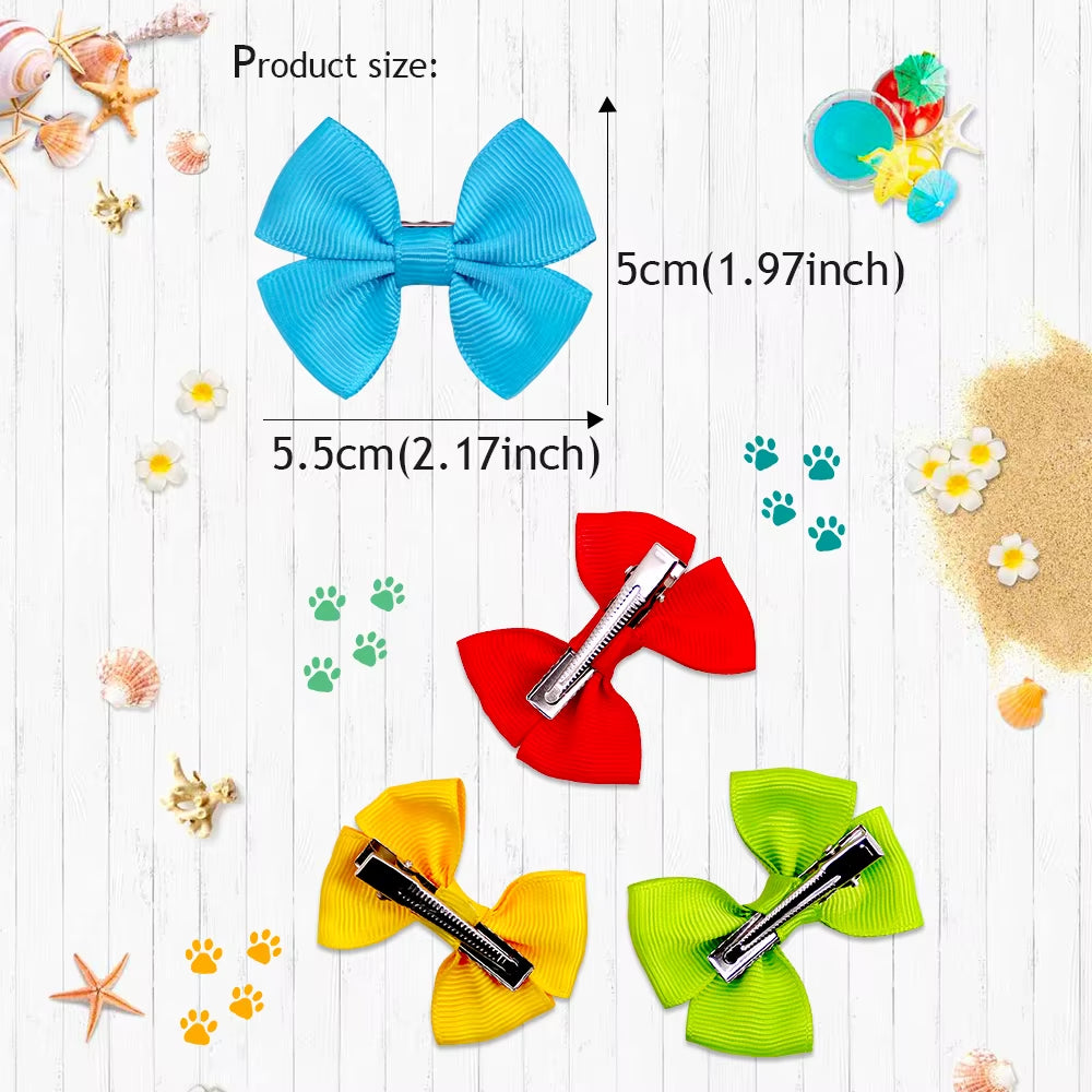 10Pcs Dog Bows Solid Dog Accessories Small Dog Hair Clips Dog Grooming Products Pet Dog Hair Accessories Pet Suplies for Dogs