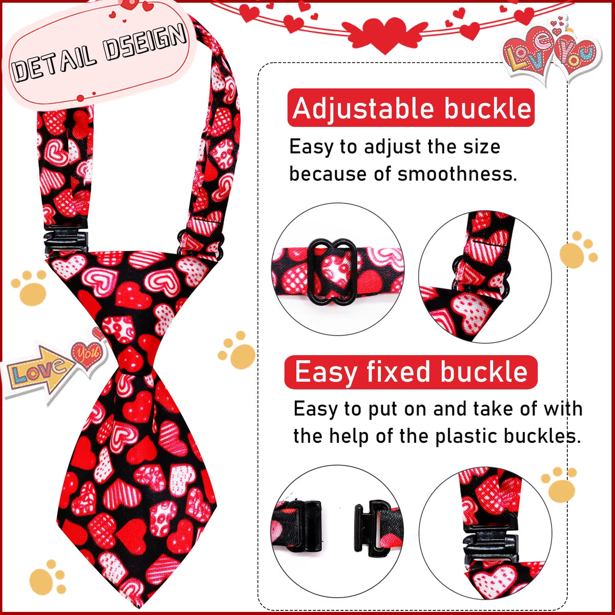 10PCS Dog Necktie Dog Bow Ties for Valentine'S Day Love Adjustable Dog Grooming Neckties for Small Dogs Products Pet Accessories