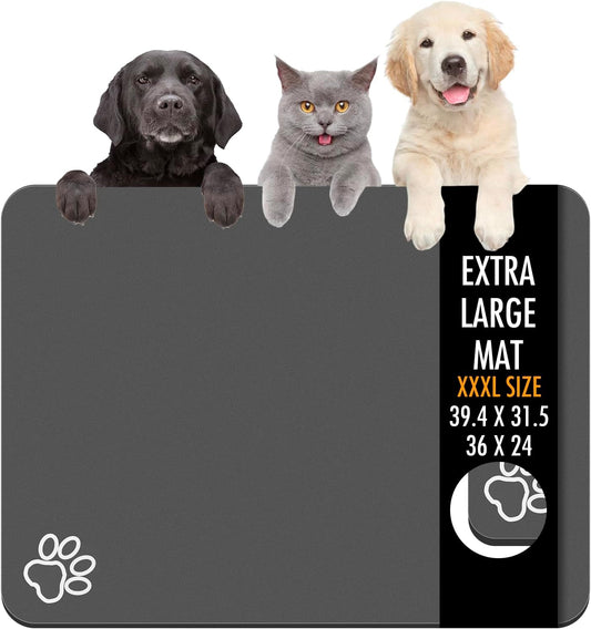 Dog Food Mat, 90 X 60Cm Large Absorbent Pet Feeding Mat, Cat Food Mat for Food and Water, No Stains Quick Dry Dog Water Dispenser Mat, Pet Supplies Mat, Dog Bowl Mat