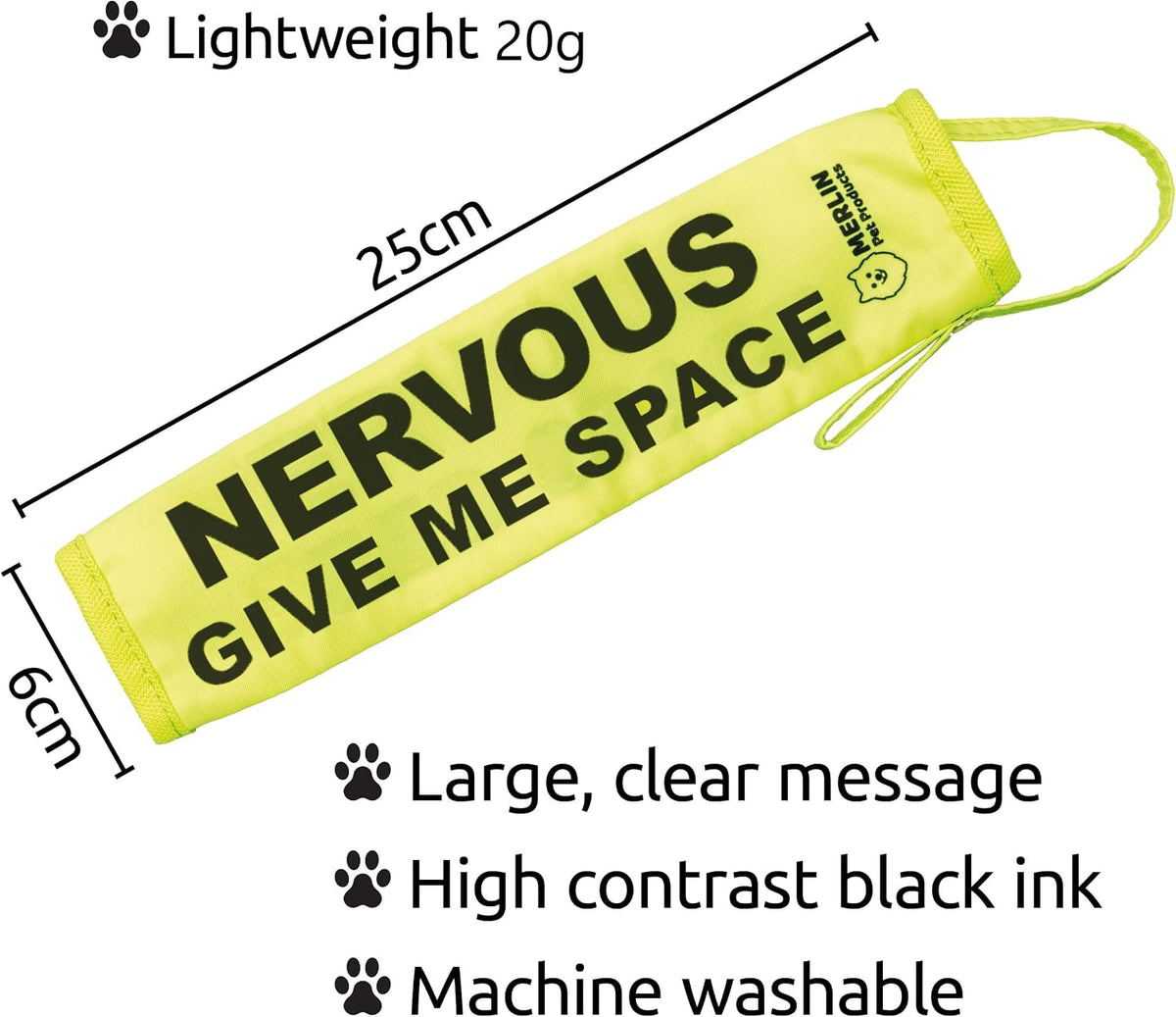 Nervous, Anxious Dog Lead Sleeve Sign, Give Me Space Neon Hi Vis Reactive Dog Leash Slip Cover, Reactive, Awareness, Yellow Warning, Pet Training Leads, Rescue Dogs Accessories by