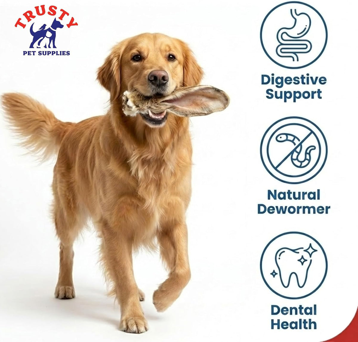 Rabbit Ears with Fur for Dogs 500G (Approx. 30-40 Ears) | 100% Natural Low Fat Dog Treats | Hypoallergenic Raw Dog Food Chew | Grain Free Pet Food | Natural Dewormer