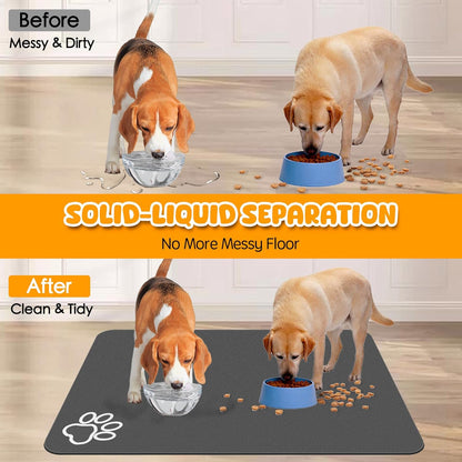 Dog Food Mat, 90 X 60Cm Large Absorbent Pet Feeding Mat, Cat Food Mat for Food and Water, No Stains Quick Dry Dog Water Dispenser Mat, Pet Supplies Mat, Dog Bowl Mat