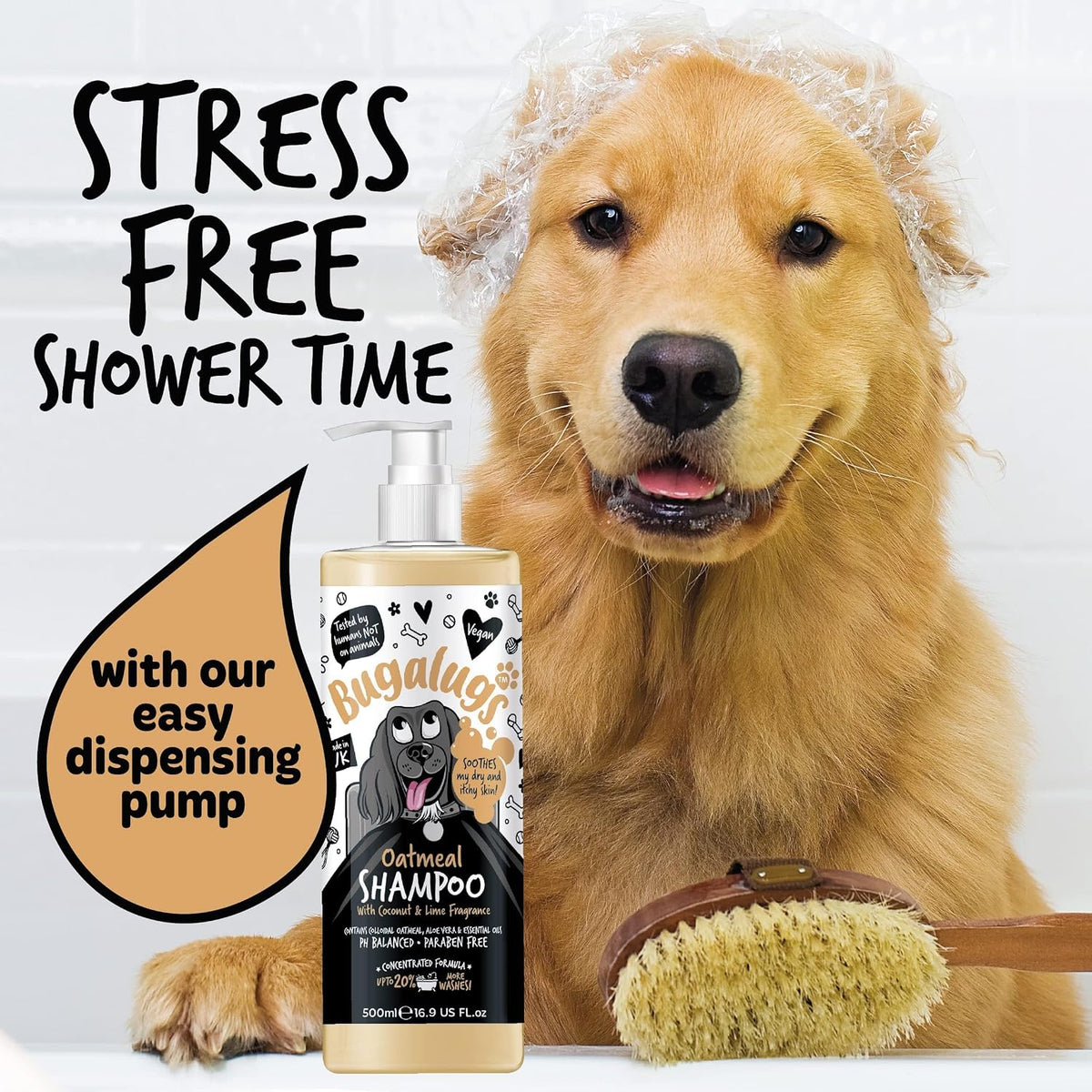 Oatmeal & Aloe Vera Dog Shampoo Dog Grooming Shampoo Products for Smelly Dogs with Fragrance, Oatmeal Puppy Shampoo, Professional Vegan Pet Shampoo & Conditioner (500Ml)