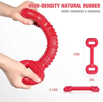 Large Breed Dog Toys - Indestructible Interactive Bone Toy, 15 Inch, Natural Rubber, Tooth Cleaning, Tug-Of-War for Medium & Large Dogs
