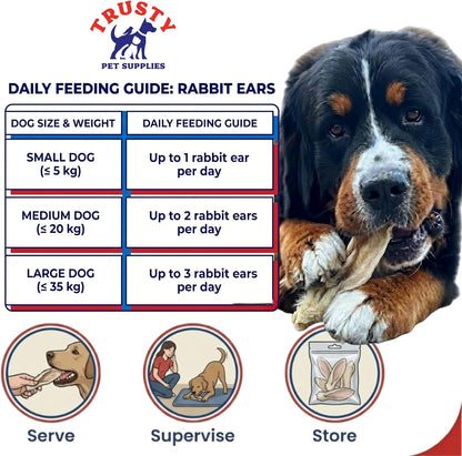 Rabbit Ears with Fur for Dogs 500G (Approx. 30-40 Ears) | 100% Natural Low Fat Dog Treats | Hypoallergenic Raw Dog Food Chew | Grain Free Pet Food | Natural Dewormer