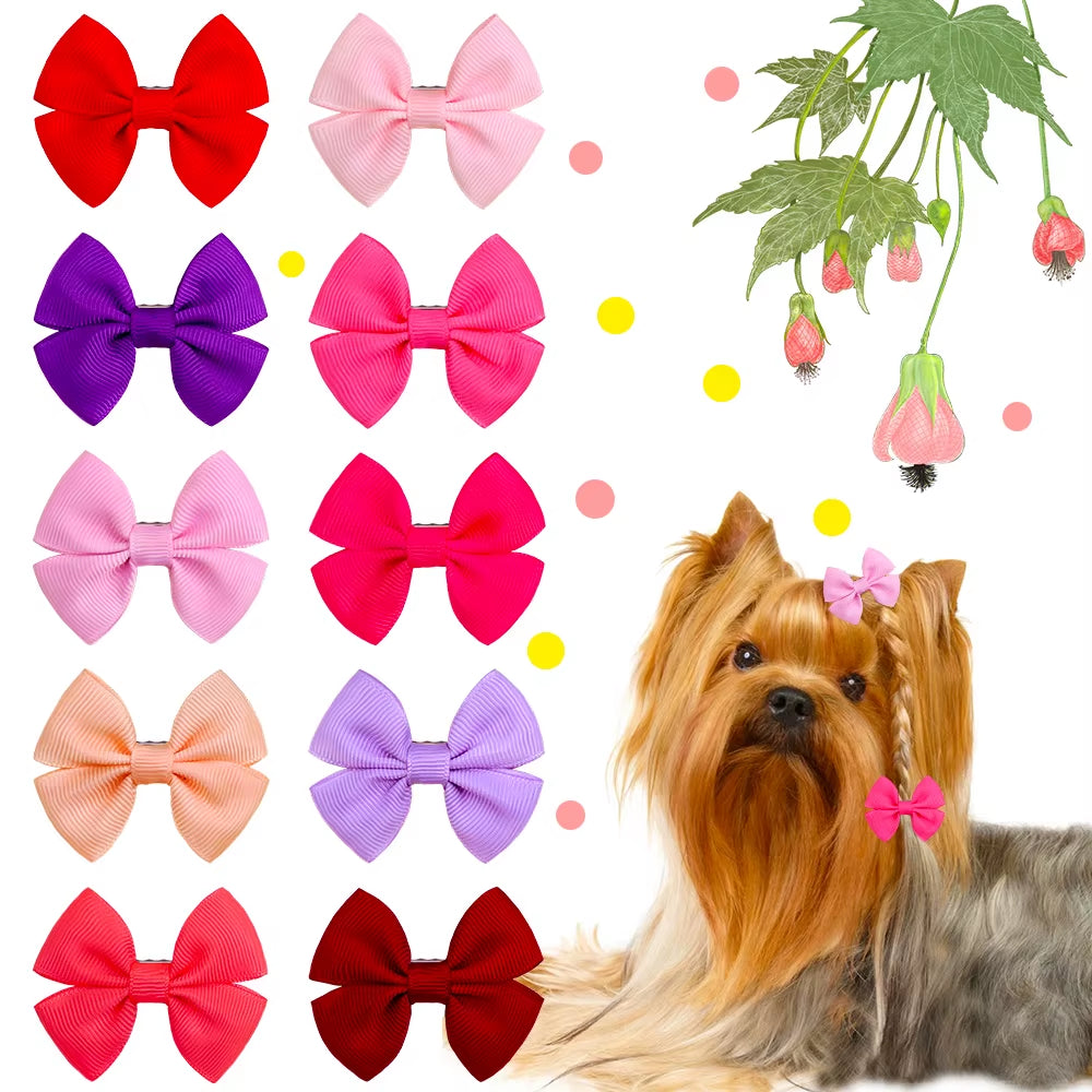 10Pcs Dog Bows Solid Dog Accessories Small Dog Hair Clips Dog Grooming Products Pet Dog Hair Accessories Pet Suplies for Dogs