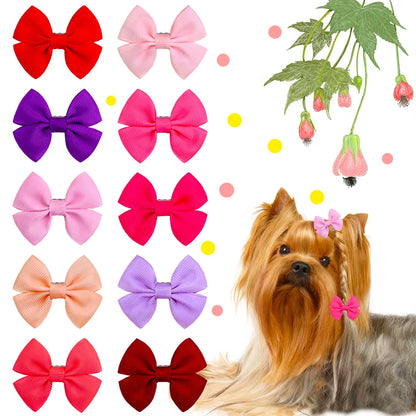 10Pcs Dog Bows Solid Dog Accessories Small Dog Hair Clips Dog Grooming Products Pet Dog Hair Accessories Pet Suplies for Dogs