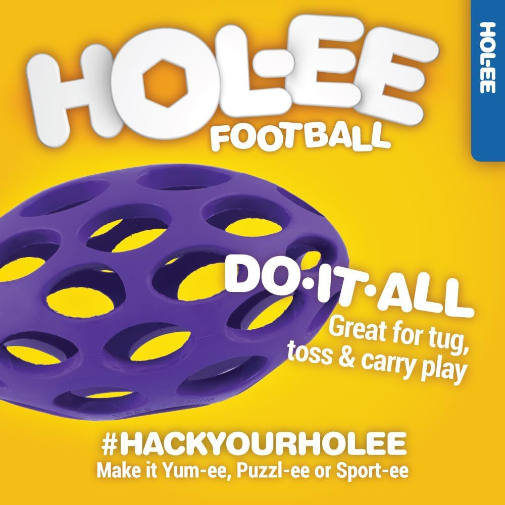 Hol-Ee Mini American Football Durable Rubber Dog Toy, Medium, 1-Pack