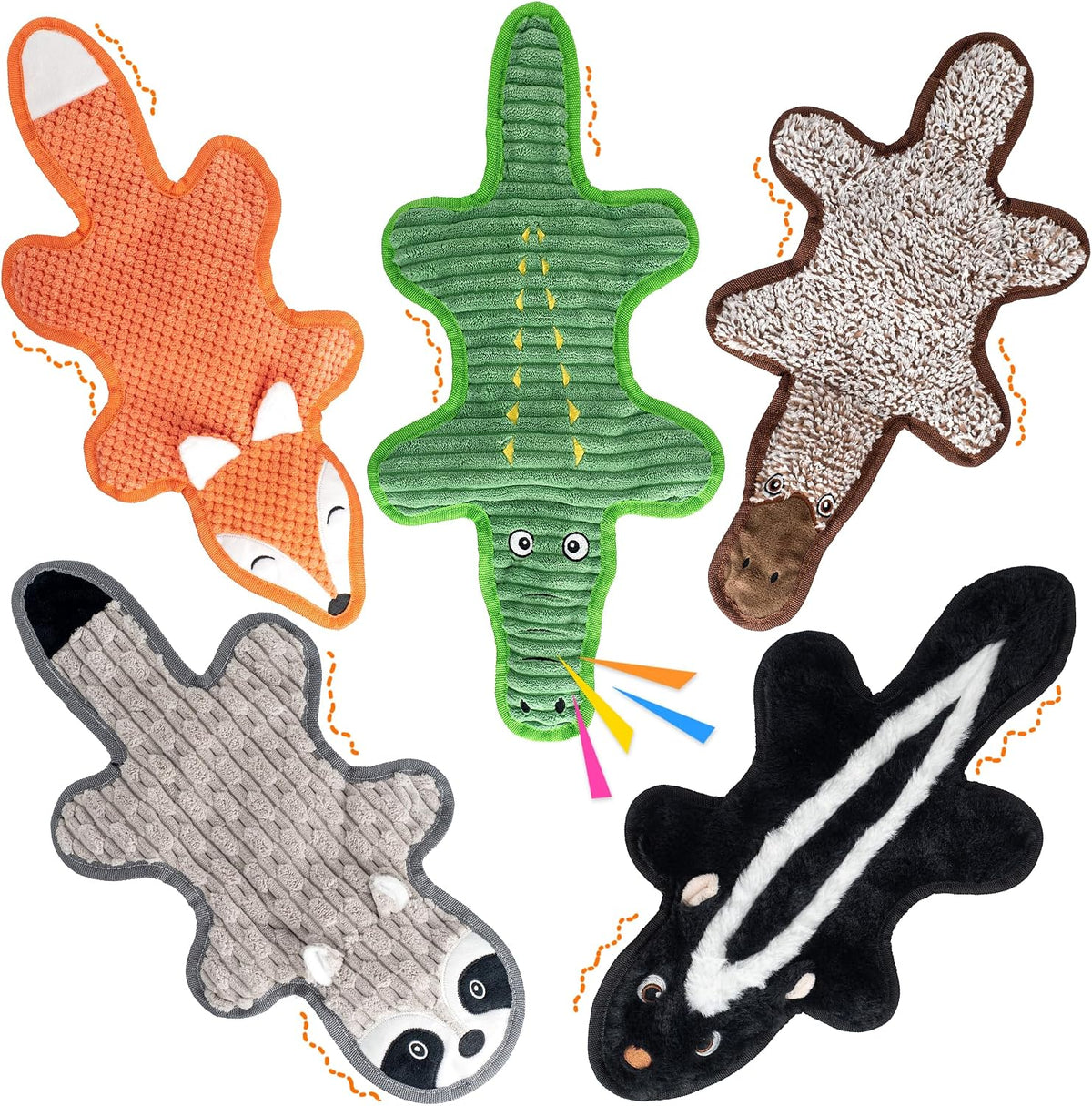 5 Pack Squeaky Dog Toys with Crinkle Paper, No Stuffing Dog Toy for Large Dogs, Safe Pet Toy for Small to Large Breed, Ideal for Puppy Gifts & Tug of War Toys