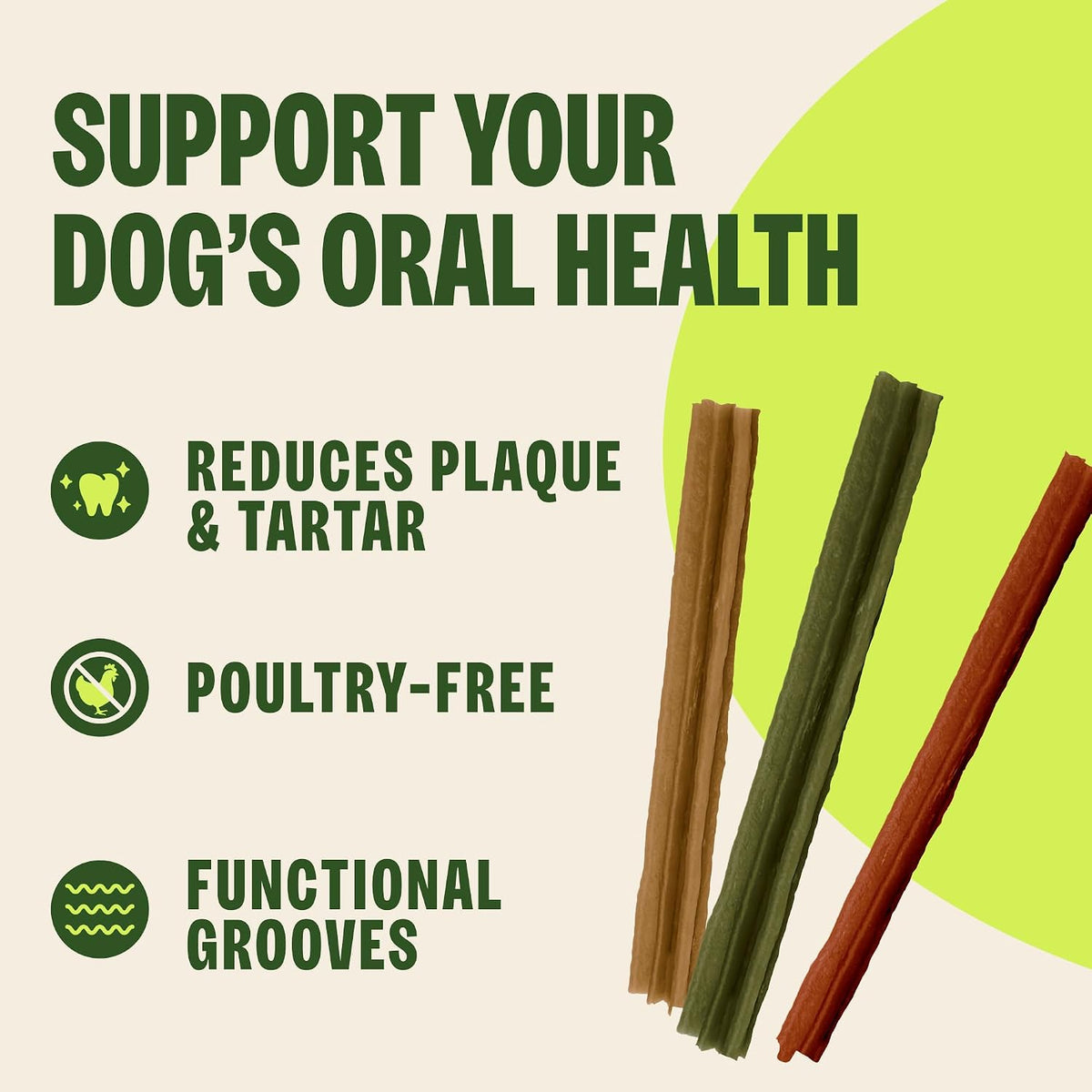 by Wellness Stix Natural Dental Chews for Dogs, Long Lasting Treats, Grain-Free, Freshens Breath, Large Breed, 7 Count