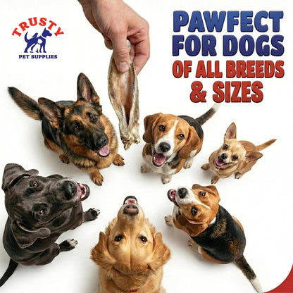 Rabbit Ears with Fur for Dogs 500G (Approx. 30-40 Ears) | 100% Natural Low Fat Dog Treats | Hypoallergenic Raw Dog Food Chew | Grain Free Pet Food | Natural Dewormer
